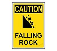 Panneau de sécurité en métal avec inscription « Caution Falling Rock » - 30,5 x 45,7 cm