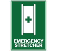 Panneau de sécurité en métal avec pictogramme et inscription « First Aid Emergency Stretcher » (4) - 30,5 x 40,6 cm