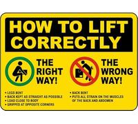 Panneau de sécurité en métal « How to Lift Correctly » - 20,3 x 30,5 cm - Pour la maison ou le travail