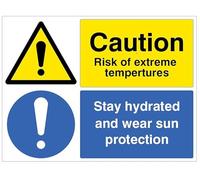 Panneau de sécurité en PVC semi-rigide avec inscription « Caution Risk of Extreme Heat Keep Hydrated and wear »