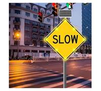 Panneau de sécurité LED clignotant lent à énergie solaire for allée et quartiers - Aluminium réfléchissant avec accessoires d'installation