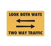 Panneau de sécurité « Look Both Ways Two Way Traffic Arrows » - 30,5 x 20,3 cm - Pour maison, entreprise, allée