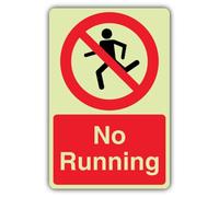 Panneau de sécurité « No Running » - 200 x 300 mm - Triple lueur rigide | Phosphorescent | Plastique rigide triple lueur | Signalisation d'interdiction - Fabriqué en Grande-Bretagne