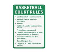Panneau de sécurité « Notice Danger », « Basketball Court Rules Use Basketball Court At Own Risk, No Food No Pets No Bicycles Proper Footwear Required », panneau de signalisation routière pour parking