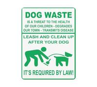 Panneau de sécurité « Notice Danger », Dog Waste Is a Threat To Health Leash And Clean Up After Your Dog It's Required By Law! Panneau de signalisation pour parking
