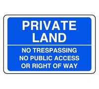 Panneau de sécurité Private Land No Trespassing No Public Access Or Right Of Way - 1,2 mm - Plastique rigide pour une utilisation en intérieur/extérieur (600 mm x 400 mm) - Distance de visualisation