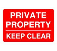 Panneau de sécurité Private Property Keep ClearSafety - Autocollant haute adhérence (200 mm x 150 mm) - Distance de visualisation à moins de 5 m.
