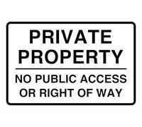 Panneau de sécurité Private Property No Public Access Or Right Of Way - Autocollant à haute adhérence (600 mm x 400 mm) Distance de visualisation dans un rayon de 20 m.