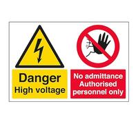 Panneau de sécurité réfléchissant VSafety DangerHighVoltage/No Admit.Auth.Person Only-800 x 600 mm Classe RA1 3 mm en aluminium composite avec revêtement anti-graffiti