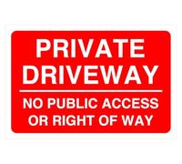 Panneau de sécurité routière avec inscription « Private driveway no public access or right of way » (200 mm x 150 mm) - Distance de visualisation à moins de 5 m.
