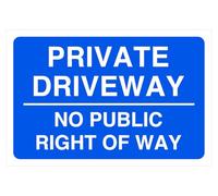 Panneau de sécurité routière avec inscription « Private driveway no public right of way » (200 mm x 150 mm) - Distance de visualisation à moins de 5 m.