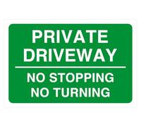 Panneau de sécurité routière avec inscription « Private driveway no stopping no turning » - 3 mm aluminium Dibond pour une utilisation en intérieur/extérieur (200 mm x 150 mm) - Distance de