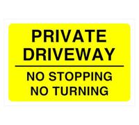 Panneau de sécurité routière avec inscription « Private driveway no stopping no turning » - 3 mm aluminium Dibond pour une utilisation en intérieur/extérieur (200 mm x 150 mm) - Distance de