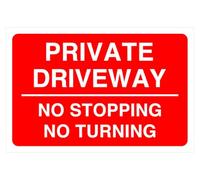 Panneau de sécurité routière avec inscription « Private driveway no stopping no turning » - Autocollant à haute adhérence (150 mm x 100 mm) - Distance de visualisation à moins de 3 m.