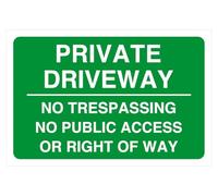Panneau de sécurité routière avec inscription « Private driveway no trespassing no public access or right of way » - Autocollant haute adhérence (200 mm x 150 mm) - Distance de visualisation à moins