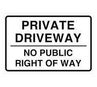 Panneau de sécurité routière Private driveway no public right of way en plastique rigide de 1,2 mm pour une utilisation en intérieur/extérieur (600 mm x 400 mm) Distance de visualisation jusqu'à 20 m.