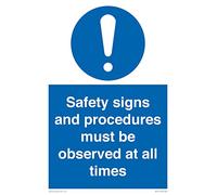 Panneau de sécurité « Safety s and procedures must be observed at all times » - 200 x 300 mm - A4P