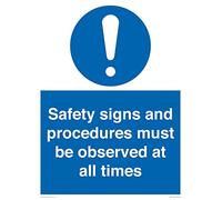 Panneau de sécurité « Safety s and procedures must be observed at all times » - 300 x 400 mm - A3P
