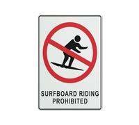 Panneau de sécurité « Surfboard Riding Interdict » - 30,5 x 20,3 cm - Pour maison, entreprise, allée