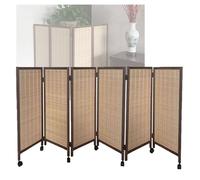 Panneau de séparation de pièce - Paravent d'intimité mobile avec poulies - Cloison décorative pliable en bambou pour la maison, l'école, la maternelle