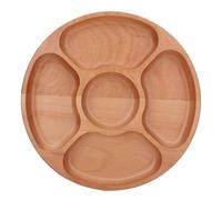 Panneau de séparation en bois, plateau rond 5 compartiments plat de dessert sandwich snack légumes apéritif (30cm)