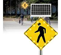 Panneau de signalisation, 61/76 cm, Panneau de Passage piéton à LED Solaire Clignotant, Panneau de Passage piéton en Aluminium résistant aux intempéries pour la sécurité des Parcs et des éco