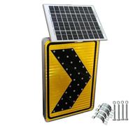 Panneau de signalisation à flèche clignotante solaire, avertissement à chevron droit à LED, panneaux de signalisation routière en aluminium, matériau réfléchissant haute intensité(24x31.5in)