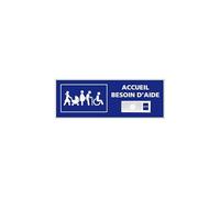 Panneau de signalisation ACCUEIL BESOIN D'AIDE + Sonnette intégrée (G1285) - 350 x 125 mm - Plastique PVC 1,5 mm - Plastique PVC 1,5 mm -