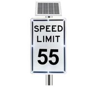 Panneau de Signalisation Actif Solaire 18x24in, Limite Vitesse Clignotante LED avec, Visibilité 500 m, IP65 Résistant Vent, pour Système Surveillance Vitesse Rue Centre-Ville(55 Mph)