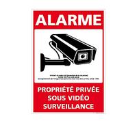 Panneau de signalisation Alarme - Propriété Privée sous Alarme Vidéo Surveillance, signalisation Alarme, Pancarte sécurité, Plaque Surveillance vidéo, caméras de Surveillance - 105 x 150, Adhésif