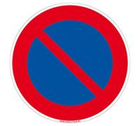 Panneau de Signalisation Autocollant. Panneau Interdiction. Panneau Parking, Panneau d'information Adhésif souple - Diamètre 125 mm - Stationnement interdit picto -