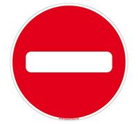 Panneau de Signalisation Autocollant. Panneau Interdiction. Panneau Parking, Panneau d'information Adhésif souple - Diamètre 240 mm - Sens interdit -