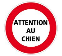 Panneau de Signalisation Autocollant. Panneau Interdiction. Panneau Parking, Panneau d'information Adhésif souple - Diamètre 125 mm - Attention au chien -
