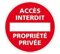 Panneau de Signalisation Autocollant. Panneau Interdiction. Panneau Parking, Panneau d'information Adhésif souple - Diamètre 125 mm - Accès Interdit Propriété Privée -