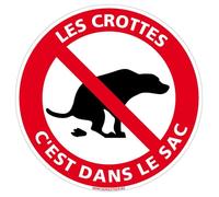 Panneau de Signalisation AutocollantLes crottes c'est dans le sacDiamètre 170 mm Diamètre 170 mm Les Crottes C'est Dans Le Sac