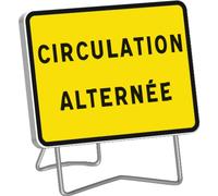 Panneau de signalisation "CIRCULATION ALTERNEE" - classe T1 - 800x600 mm TALIAPLAST