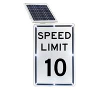 Panneau De Signalisation Clignotant À LED Énergie Solaire De 18 Po X 24 Po Aluminium Antirouille Réfléchissant De Qualité Technique Résistant Aux Intempéries Facile À Monter(Speed Limit 10 Mph)