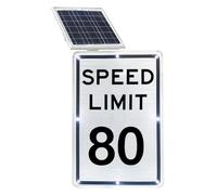 Panneau De Signalisation Clignotant À LED Énergie Solaire De 18 Po X 24 Po Aluminium Antirouille Réfléchissant De Qualité Technique Résistant Aux Intempéries Facile À Monter(Speed Limit 80 Mph)