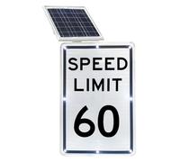 Panneau De Signalisation Clignotant À LED Énergie Solaire De 18 Po X 24 Po Aluminium Antirouille Réfléchissant De Qualité Technique Résistant Aux Intempéries Facile À Monter(Speed Limit 60 Mph)