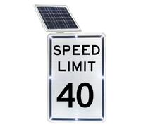 Panneau De Signalisation Clignotant À LED Énergie Solaire De 18 Po X 24 Po Aluminium Antirouille Réfléchissant De Qualité Technique Résistant Aux Intempéries Facile À Monter(Speed Limit 40 Mph)