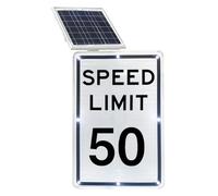 Panneau De Signalisation Clignotant À LED Énergie Solaire De 18 Po X 24 Po Aluminium Antirouille Réfléchissant De Qualité Technique Résistant Aux Intempéries Facile À Monter(Speed Limit 50 Mph)
