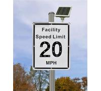 Panneau de signalisation de limitation de vitesse à DEL clignotante | Panneau de signalisation solaire de 45,7 cm x 61 cm avec affichage de la limitation de vitesse réglable de 16 à 153 km/h et