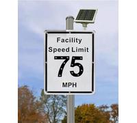 Panneau de signalisation de limitation de vitesse clignotant à DEL solaire | Panneau de signalisation routière solaire de 45,7 cm x 61 cm avec affichage de limitation de vitesse réglable de 16 à 153 km/