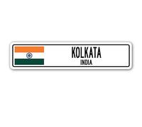 Panneau de signalisation de rue Kolkata Indien Drapeau Indien 10,2 x 40,6 cm