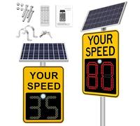 Panneau de signalisation de vitesse radar solaire numérique, panneau de limitation de vitesse LED étanche avec détection à 800ft, affichage radar de vitesse en temps réel, autoroutes(Yellow,20x28in)