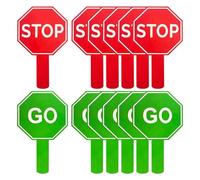 Panneau de signalisation double face Stop And Go - Lumière rouge verte - Étanche - 10 pièces - Pagaie d'avertissement double face étanche avec poignée pour stationnement