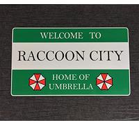Panneau de signalisation en métal « Welcome To Raccoon City Home Of Umbrella Corporation » - Décoration murale de cuisine - 20,3 x 30,5 cm