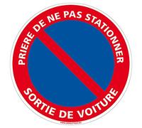 Panneau de Signalisation en PVC 1mm - Interdiction de Parking et d'Information - Diamètre 170 mm - Prière de ne pas Stationner Sortie de Voiture