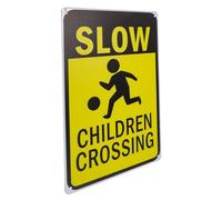 Panneau de Signalisation Garçon Fille Traversée, Fer, Haute Visibilité | Couleurs Vives et Lettres Nettes, Usage Extérieur, pour Écoles, Parcs Communautaires, Voies Privées