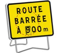 Panneau de signalisation KC1 "route barrée" distance réglable - 800x600 mm TALIAPLAST